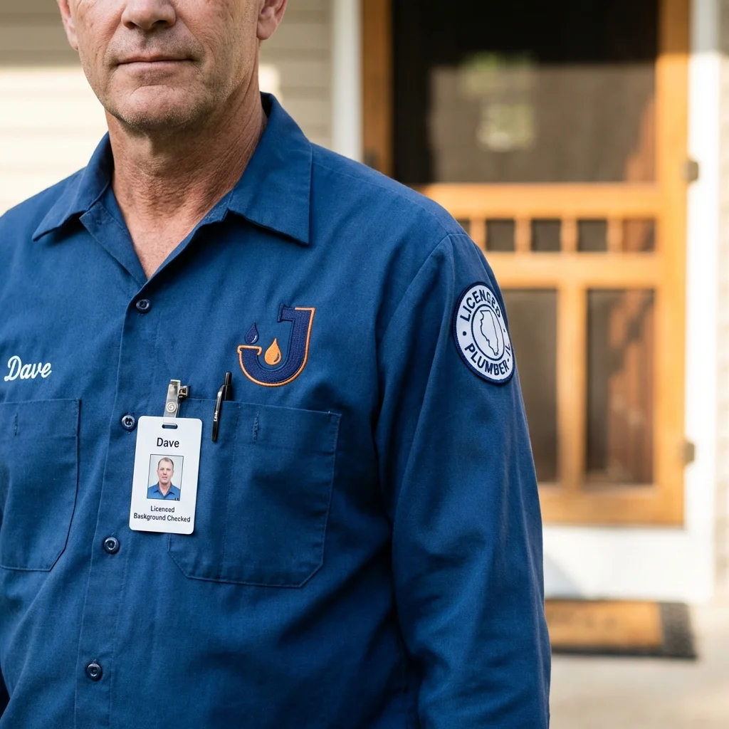 Licensed plumber showing ID badge in Point of Rocks, MD