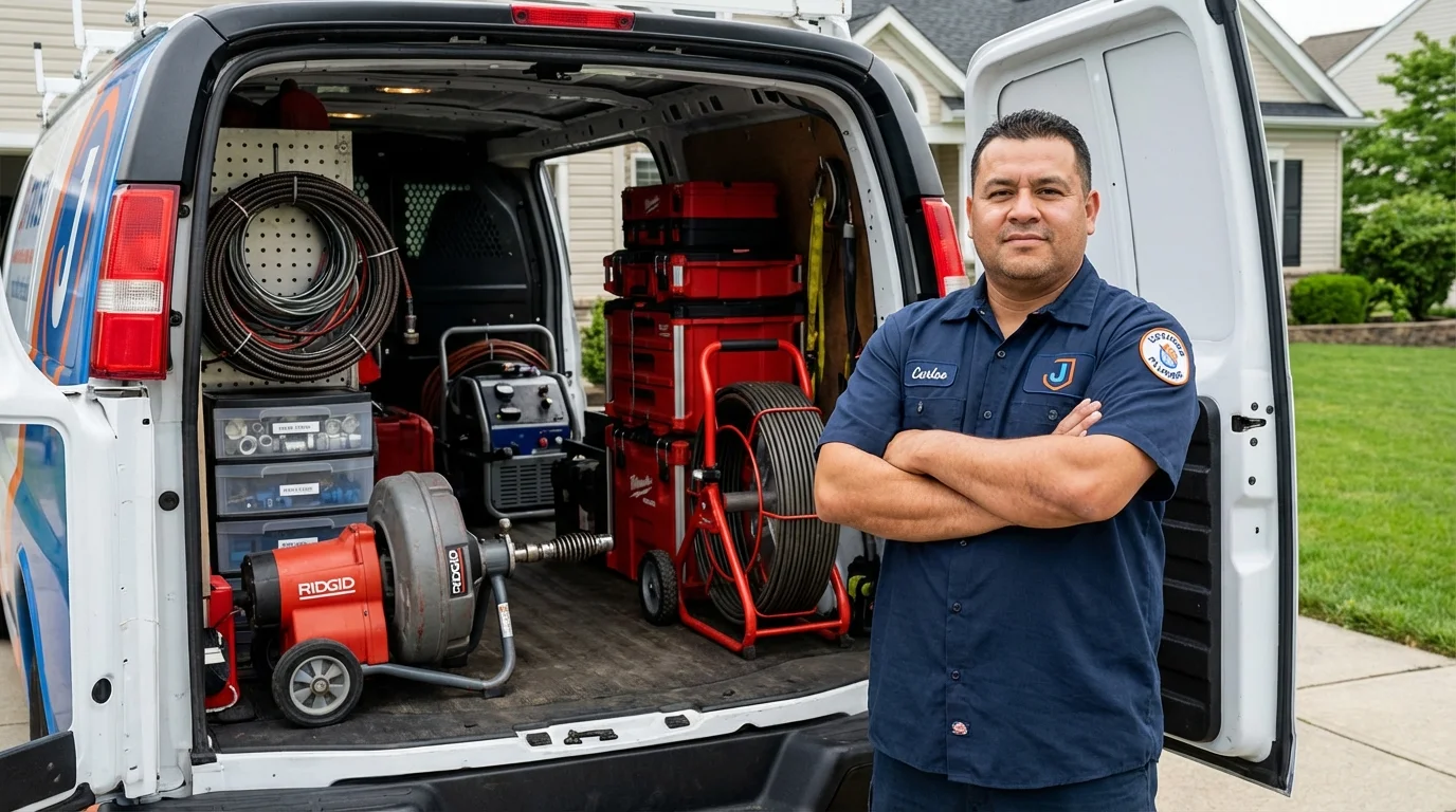 Professional drain cleaning equipment and Johns Plumbing LLC plumber in Point of Rocks