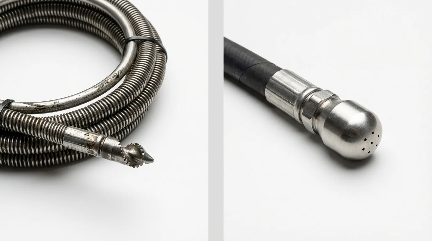 Drain snake cable and hydro jetting nozzle used for drain cleaning in Point of Rocks, MD