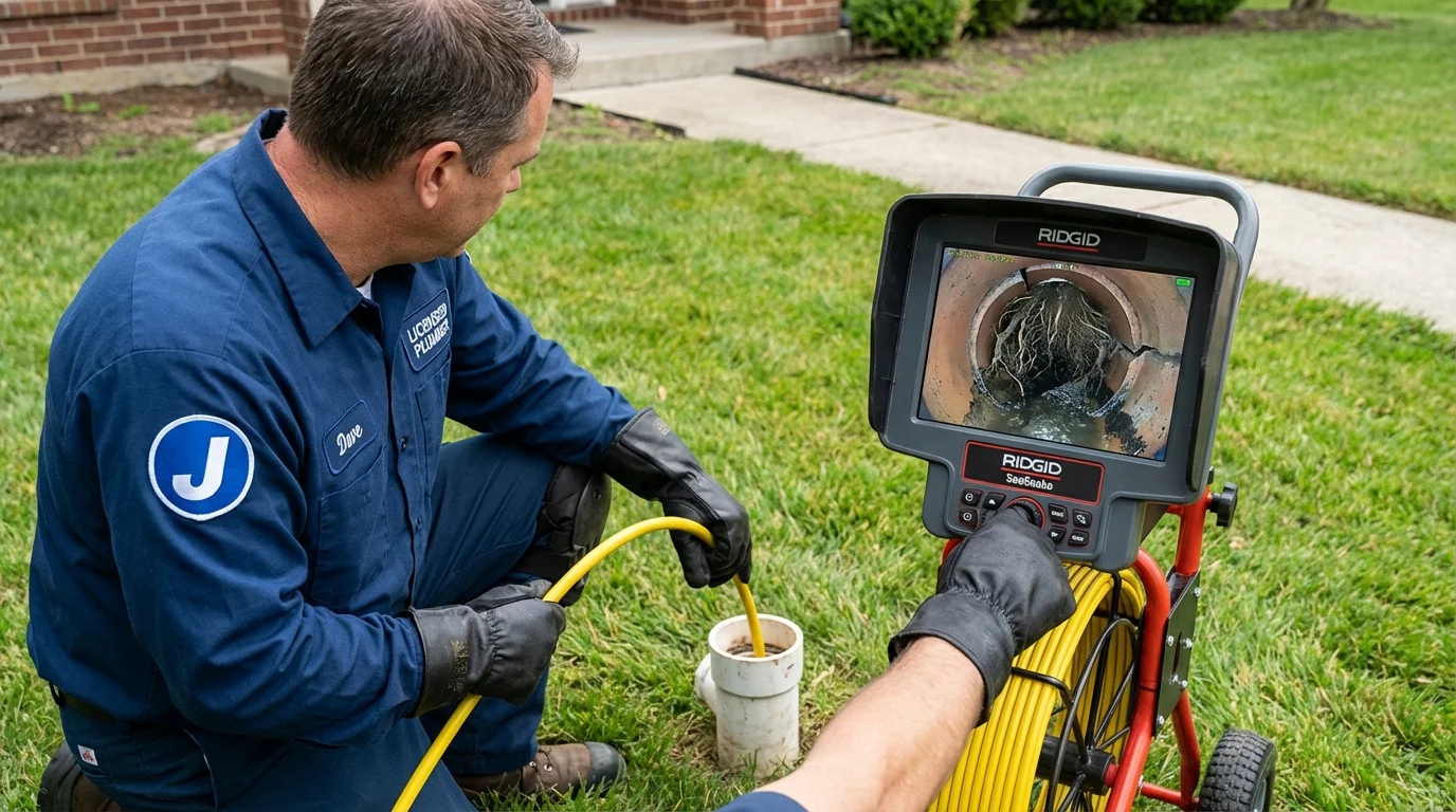 Sewer camera inspection being performed by Johns Plumbing LLC in Point of Rocks